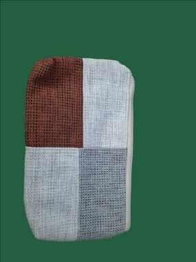 4/$25 Deal! Patchwork Cosmetic Bag in Rust, White, Gray